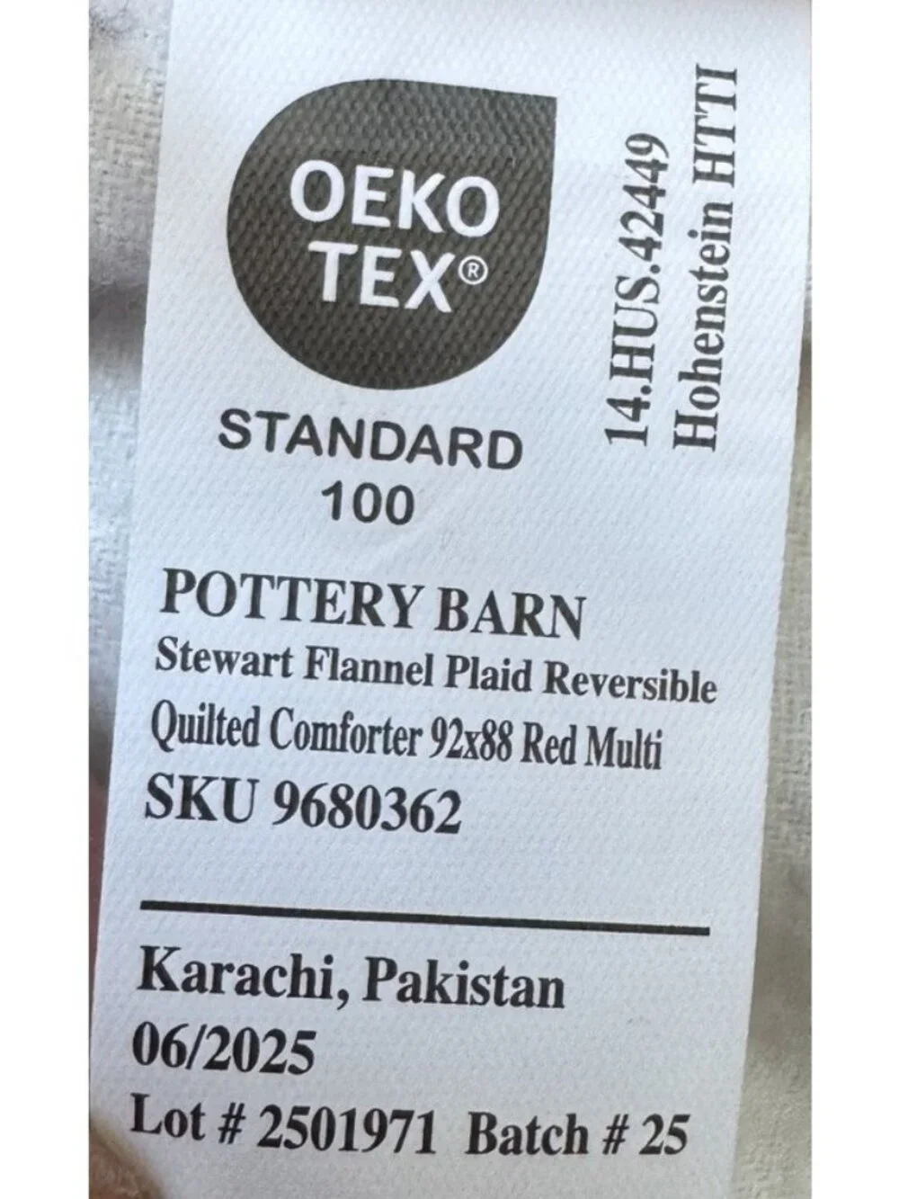 POTTERY BARN Stewart Flannel Plaid Reversible Quilted Comforter Full/Queen NEW
